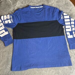 PUMA Men's Blue and Black Graphic Long Sleeve Tee